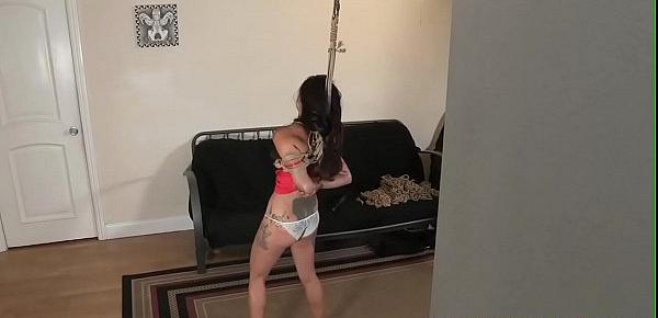  Asian sub tied up by black male dom in duo